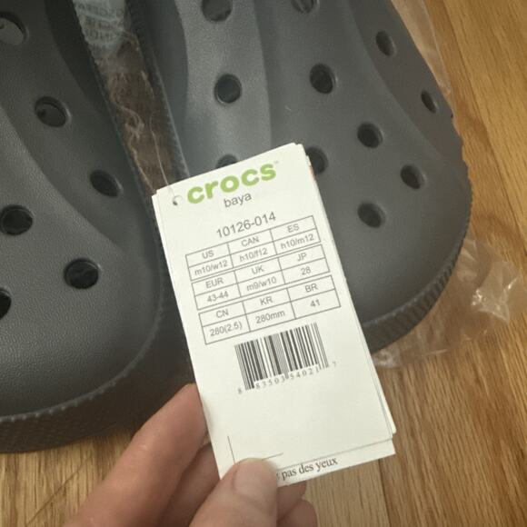 NEW Crocs Baya Clog Sandal for Unisex Adult, Graphite Mens Sz 10 or Womens Sz 12 main image 7